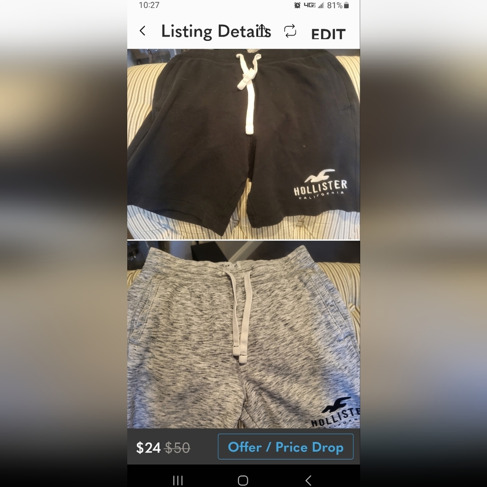 (2) Mens Hollister athletic shorts